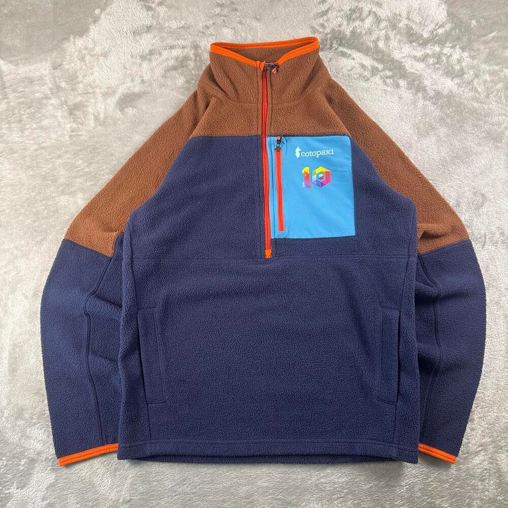 Cotopaxi Fleece Pullover Men’s Small Blue Brown Colorblock 1/4 Zip